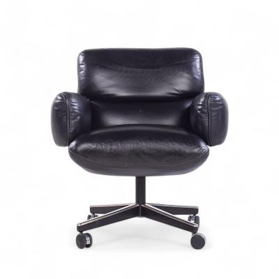 Otto Zapf Otto Zapf for Knoll Mid Century Black Leather Management Office Chair