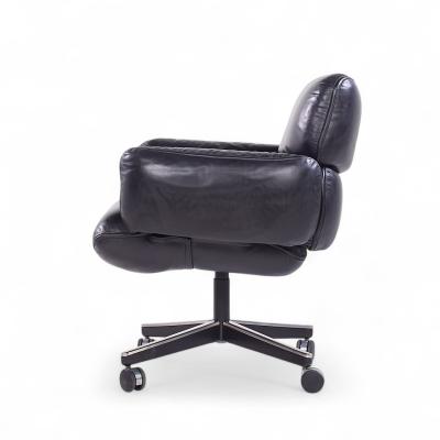 Otto Zapf Otto Zapf for Knoll Mid Century Black Leather Management Office Chair