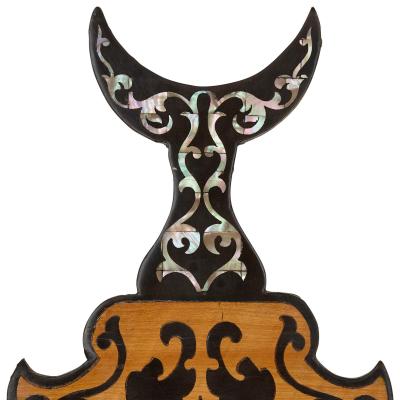 Ottoman mother of pearl and ebony inlaid wall bracket