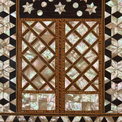 Ottoman mother of pearl and ebony inlaid wall bracket