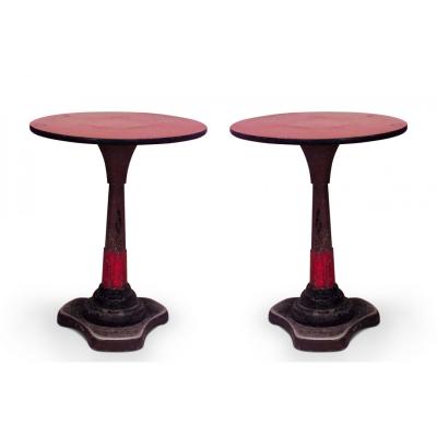 Outdoor Art Deco Iron Red Caf Table