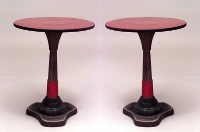 Outdoor Art Deco Iron Red Cafe Table