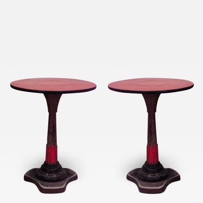 Outdoor Art Deco Iron Red Cafe Table