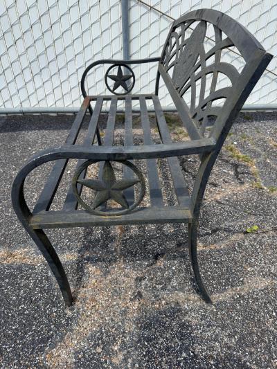 Outdoor Cast Aluminum State Seal Of Texas Bench