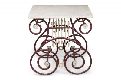 Outdoor Continental Lyre Marble Top Center Table
