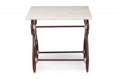 Outdoor Continental Lyre Marble Top Center Table