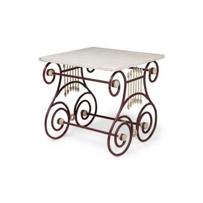 Outdoor Continental Lyre Marble Top Center Table