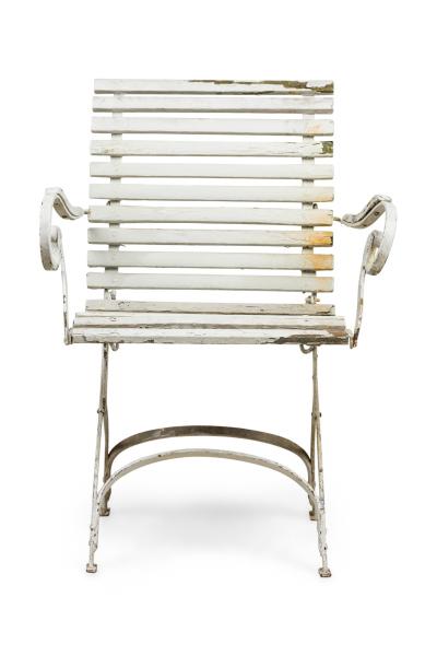 Outdoor French White Iron Folding Armchair
