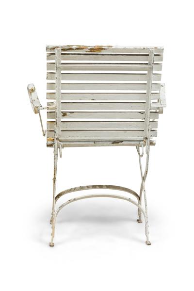 Outdoor French White Iron Folding Armchair