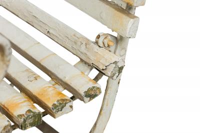 Outdoor French White Iron Folding Armchair