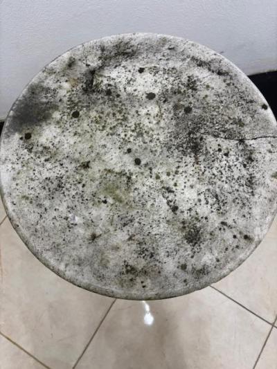 Outdoor French style marble top painted iron 3 legged caf table