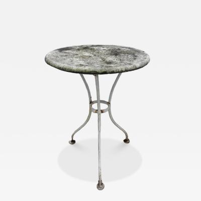 Outdoor French style marble top painted iron 3 legged caf table
