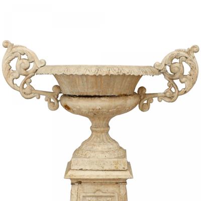 Outdoor Victorian White Painted Iron Urn