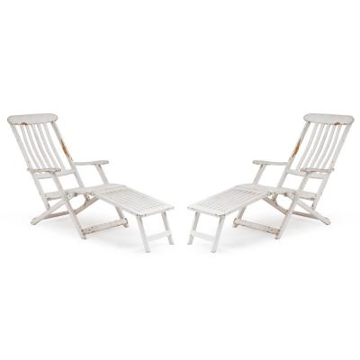 Outdoor White Folding Deck Chairs