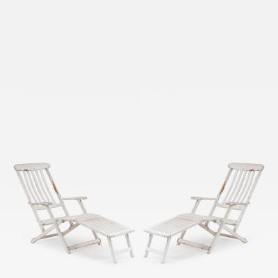 Outdoor White Folding Deck Chairs