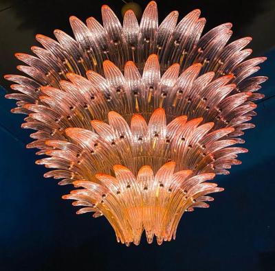 Outstanding Pink Murano Palmette Chandelier and 2 Flower Ceiling light