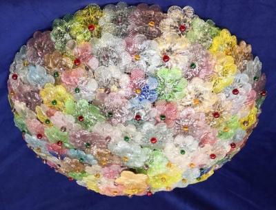 Outstanding Pink Murano Palmette Chandelier and 2 Flower Ceiling light