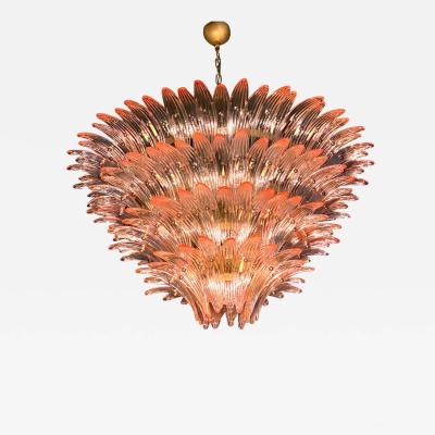 Outstanding Pink Murano Palmette Chandelier and 2 Flower Ceiling light