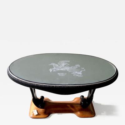 Oval Art Deco coffee table 1950s attr Gio Ponti
