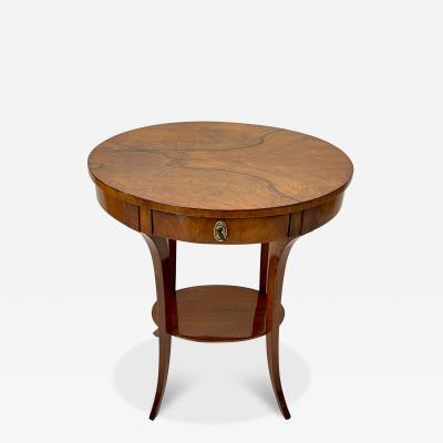 Oval Biedermeier Side Table Walnut Brass South Germany circa 1820