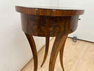 Oval Biedermeier Side Table with Drawer Walnut Veneer South Germany circa 1820