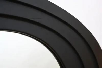 Oval Black Leather Framed Mirror