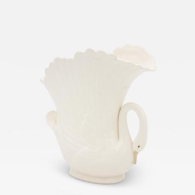 Oval Ceramic Bisque Swan Vase USA Late 20th C 
