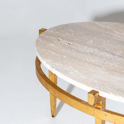 Oval Coffee Tables with Travertine Tops Italy 1970s