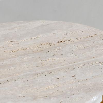 Oval Coffee Tables with Travertine Tops Italy 1970s