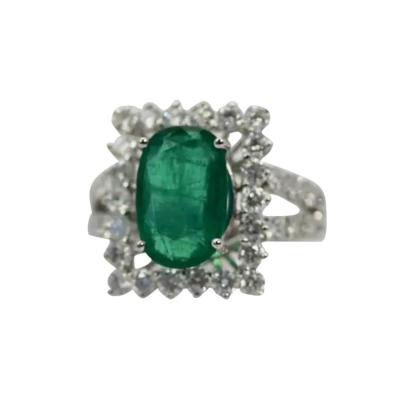 Oval Emerald Diamond and 18 Karat Gold Cocktail Ring 5 80 Total Carat Weight