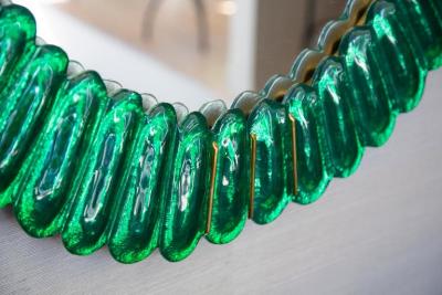 Oval Green Murano Glass Mirror in Stock