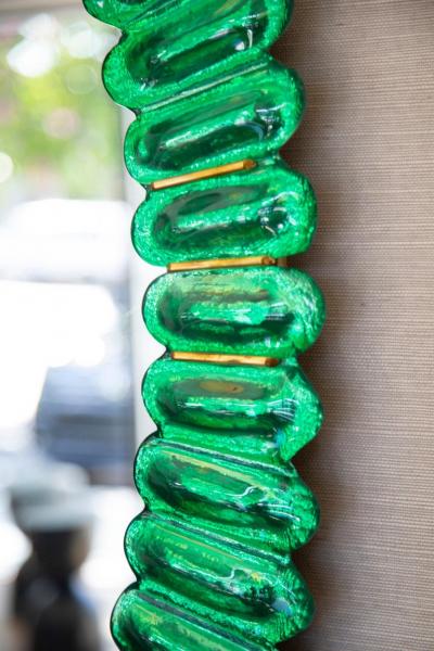 Oval Green Murano Glass Mirror in Stock