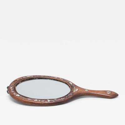 Oval Hand Mirror with Mother of Pearl Inlay
