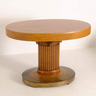 Oval Jugend Center Table in Oak with Brass Details Finland Early 20th Century