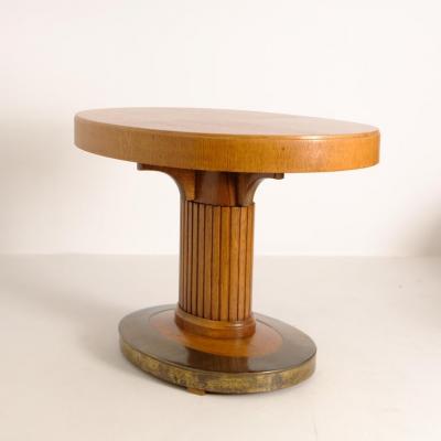 Oval Jugend Center Table in Oak with Brass Details Finland Early 20th Century
