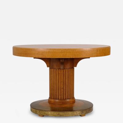 Oval Jugend Center Table in Oak with Brass Details Finland Early 20th Century