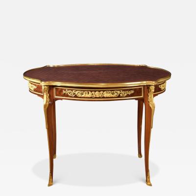 Oval Mahogany And Gilt Bronze Occasional Table In The Louis XVI Style 
