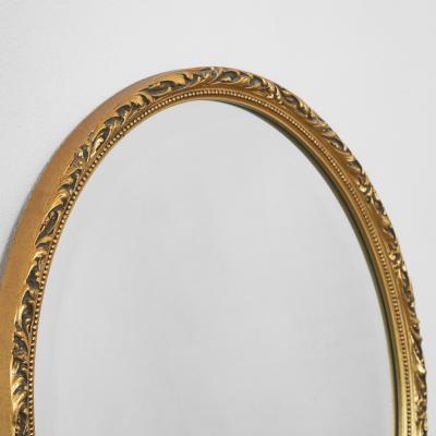Oval Mirror in Gold Painted Wood 1960s
