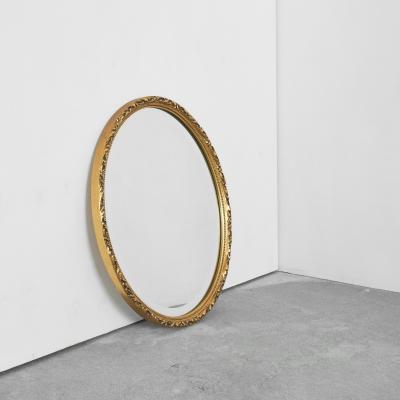 Oval Mirror in Gold Painted Wood 1960s