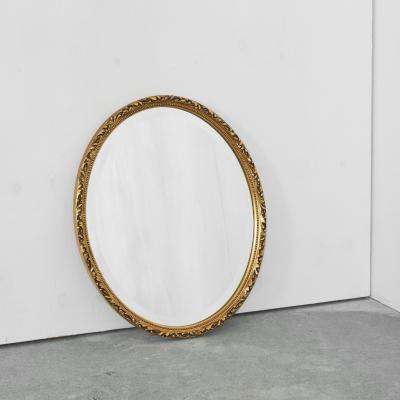 Oval Mirror in Gold Painted Wood 1960s