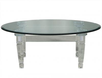 Oval Modern Acrylic and Glass Cocktail Table