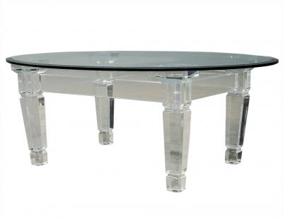 Oval Modern Acrylic and Glass Cocktail Table