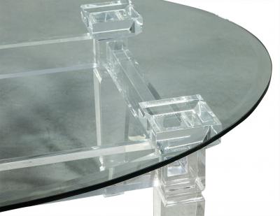 Oval Modern Acrylic and Glass Cocktail Table