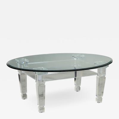 Oval Modern Acrylic and Glass Cocktail Table