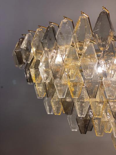 Oval Shape Amber and Grey Poliedri Murano Glass Chandelier or Ceiling Light