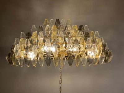 Oval Shape Amber and Grey Poliedri Murano Glass Chandelier or Ceiling Light