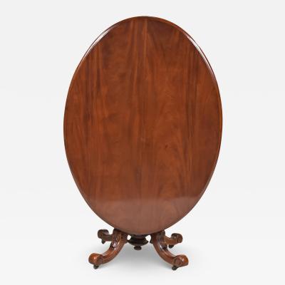 Oval Table Single Pedestal Mahogany Tilt Top England 1850 s