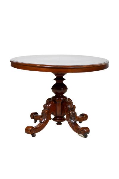 Oval Table Single Pedestal Mahogany Tilt Top England 1850 s