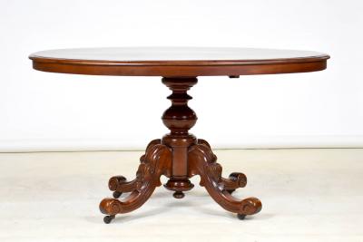 Oval Table Single Pedestal Mahogany Tilt Top England 1850 s