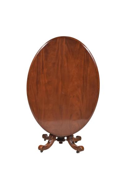Oval Table Single Pedestal Mahogany Tilt Top England 1850 s